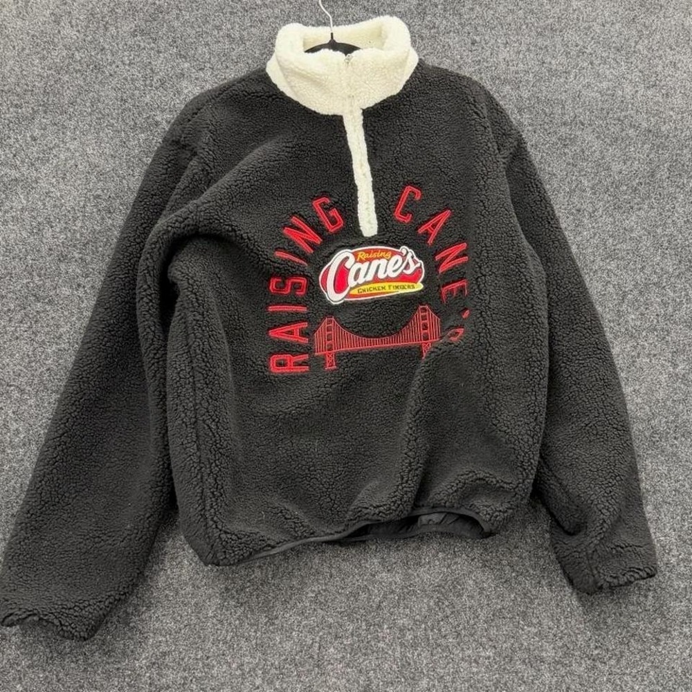 Raising Cane's Sherpa Fleece Pullover Women's Large Black Quarter Zip